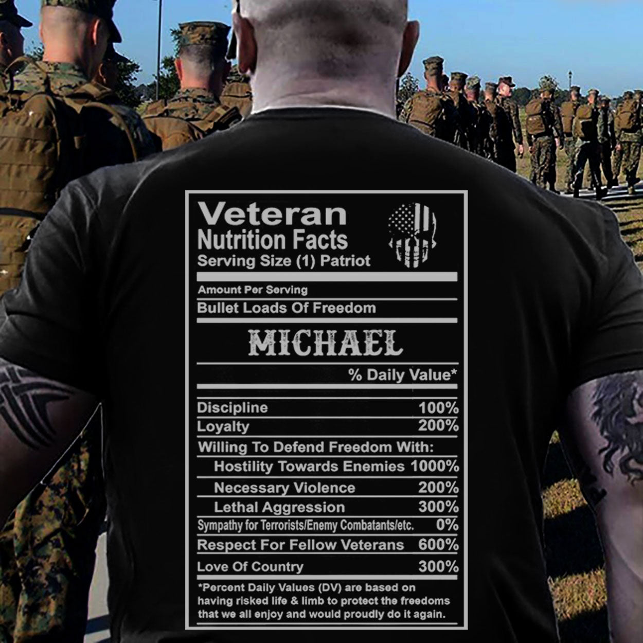 Customized Name Veteran Fact 3D All Over Printed Unisex T-Shirt