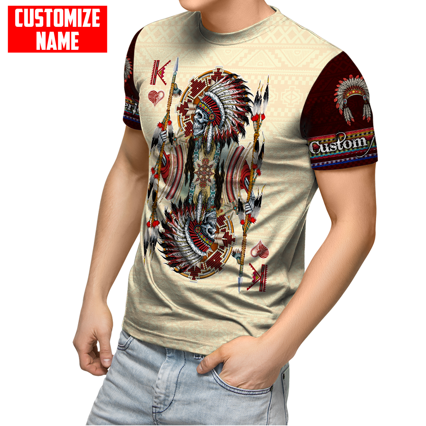 Customized name Native American 3D All Over Printed Combo T-Shirt BoardShorts
