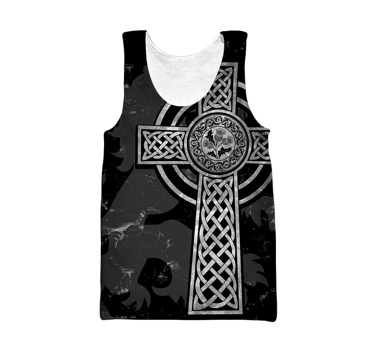 Scottish Thristle Celtic Cross grey ver1 Hoodie AZ210202-Apparel-PL8386-Tank Top-S-Vibe Cosy™