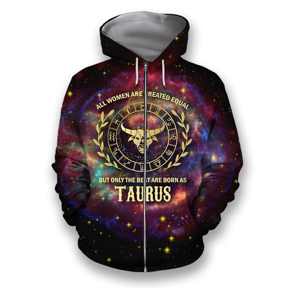 All Over Printed Taurus Horoscope Hoodie-Apparel-NTH-Zip-Hoodie-S-Vibe Cosy™