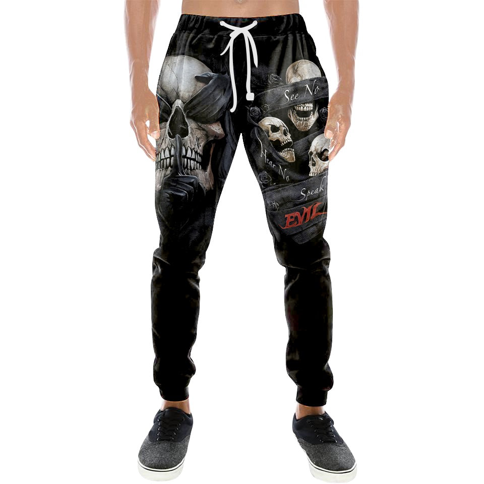 Hear No Evil, See No Evil, Speak No Evil Skull 3D All Over Printed Combo Sweater + Sweatpant
