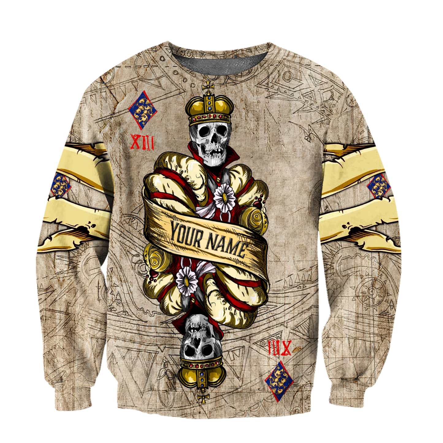 Customize Name Poker King Skull 3D All Over Printed Hoodie Shirts For Men And Women MH09122005ND