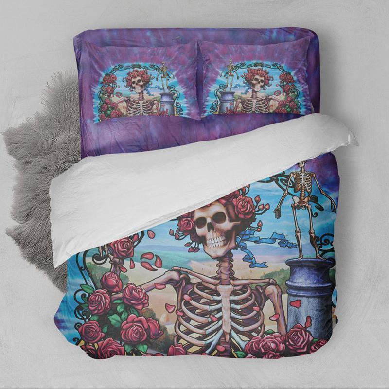 3D Flower SKULL Bedding Set Duvet/quilt Cover Pillowcases-Bedding Set-6teenth Outlet-USA TWIN-Vibe Cosy™