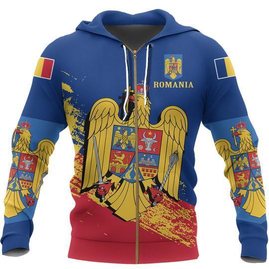 Romania Special Hoodie Blue Version NNK-039-Apparel-NNK-Zipped Hoodie-S-Vibe Cosyβ’