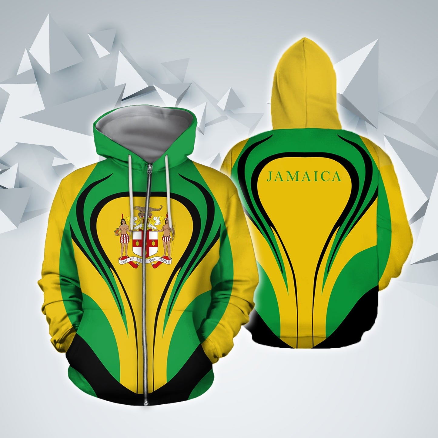 Jamaica Flag Hoodie Cannon Style - Bn10-Apparel-Phaethon-Zip Hoodie-S-Vibe Cosy™