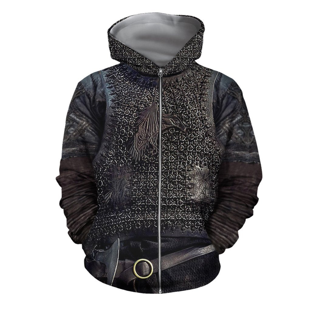 3D Printed Vikings Armor Tops-Apparel-HP Arts-ZIPPED HOODIE-S-Vibe Cosy™