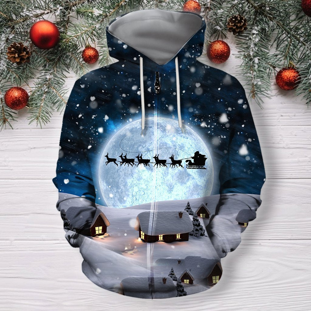 All Over Print Santa Ride 02-Apparel-HbArts-Zipped Hoodie-S-Vibe Cosy™