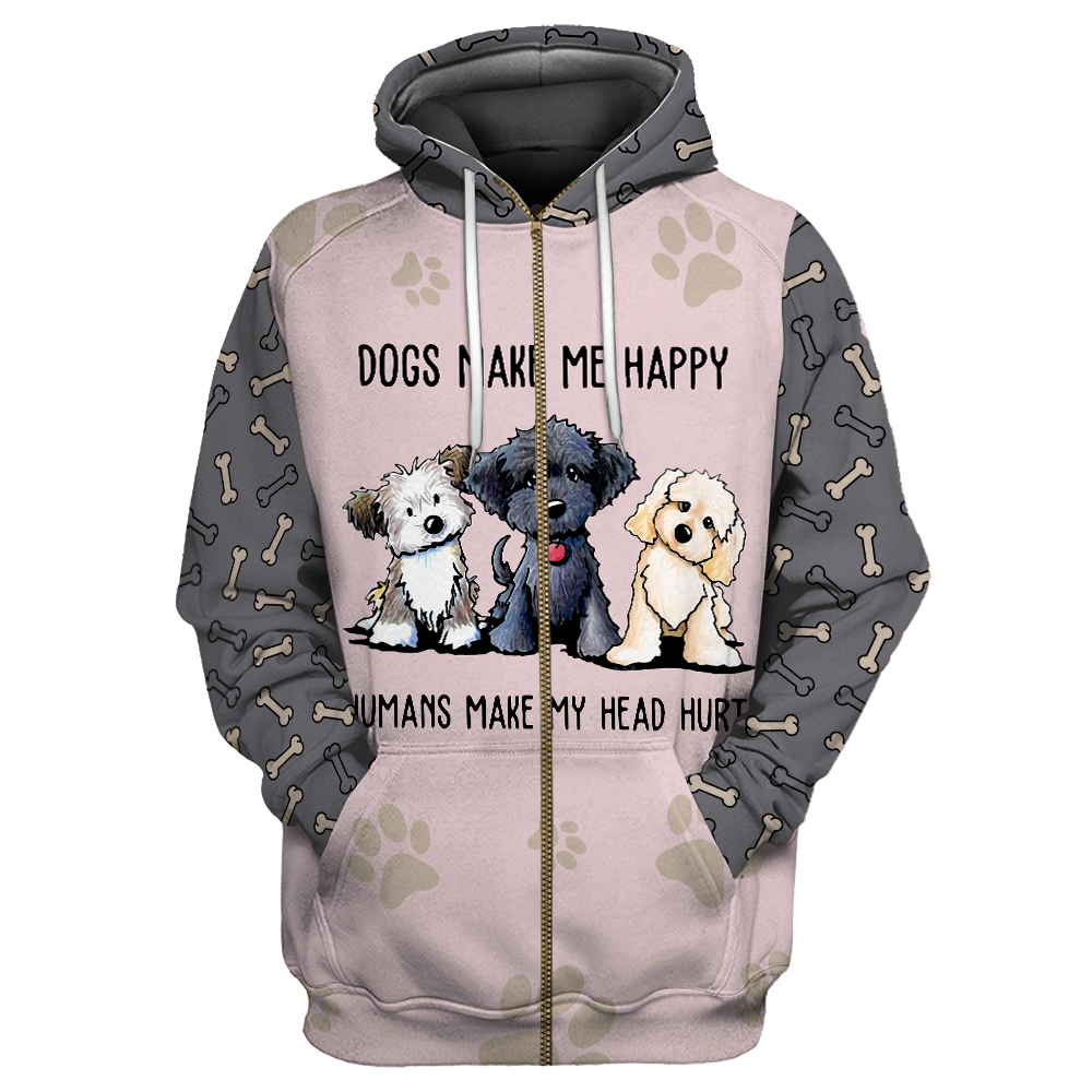 3D All Over Printed Dog Make Me Happy Unisex Shirts XT