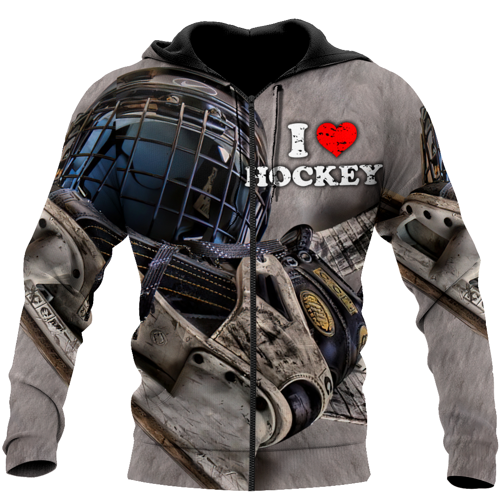 3D All Over Printed I Love Hockey Unisex Shirts