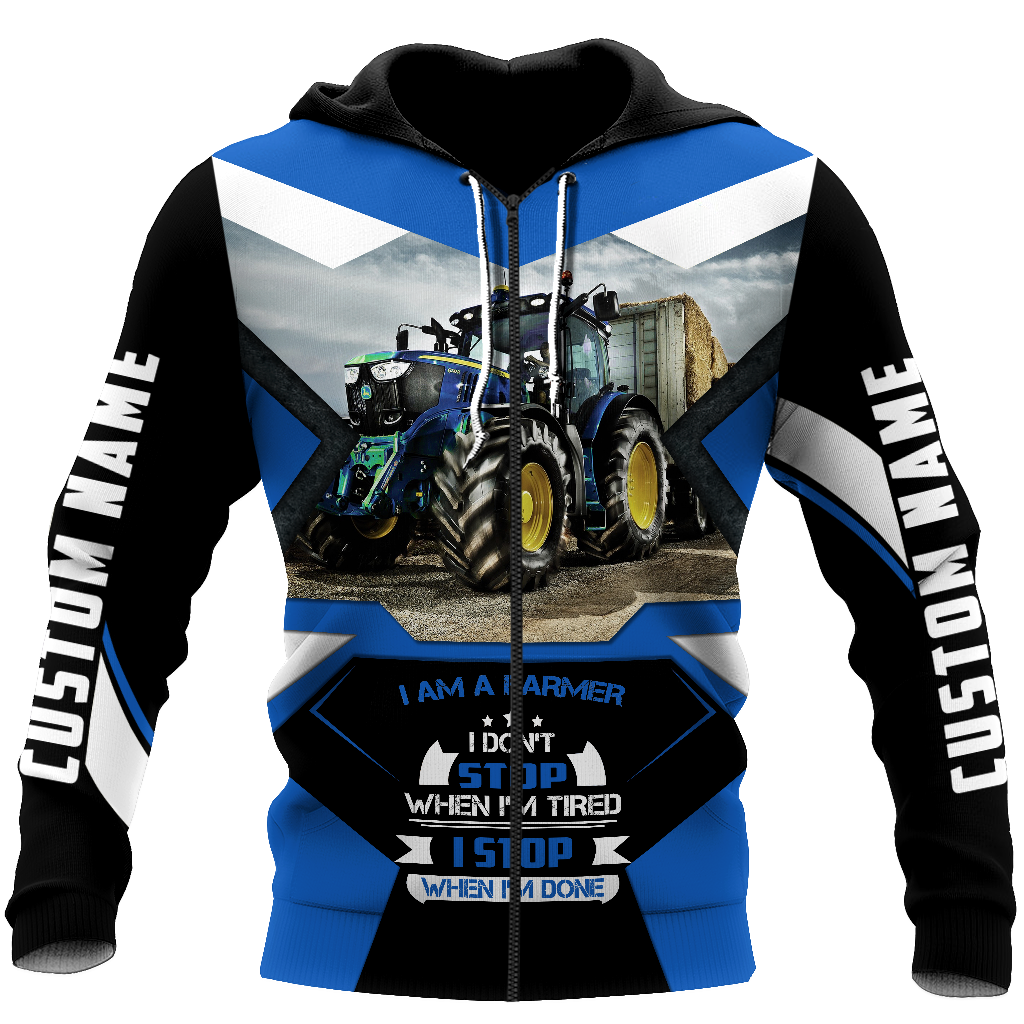 3D All Over Printed Tractor Blue Unisex Shirts Custom Name XT PD04022101-S2