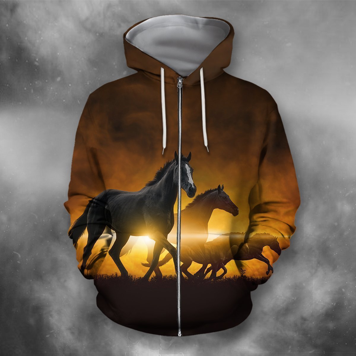 3D All Over Print Three Horse Running-Apparel-PHL-Zip-S-Vibe Cosy™