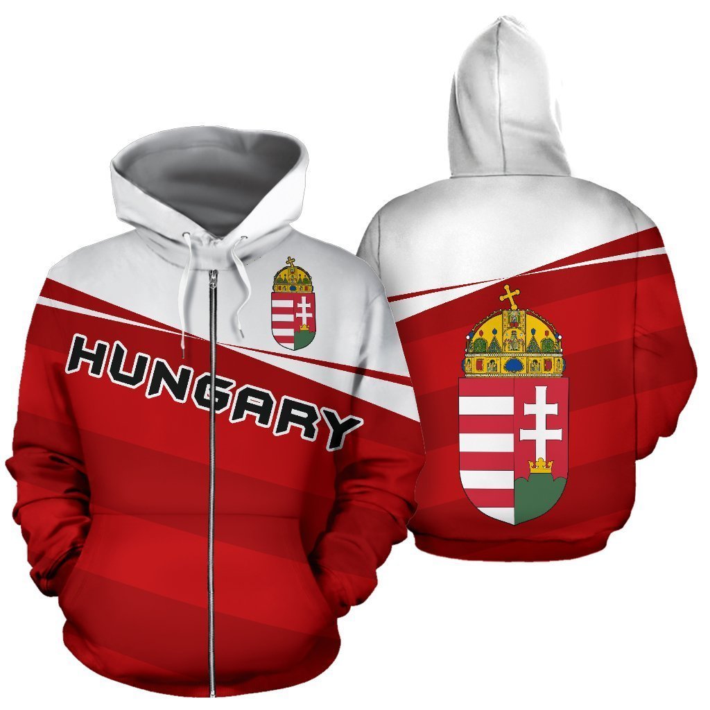 Hungary Coat Of Arms Hoodie - Vivian Style-Apparel-PL8386-Zipped Hoodie-S-Vibe Cosy™