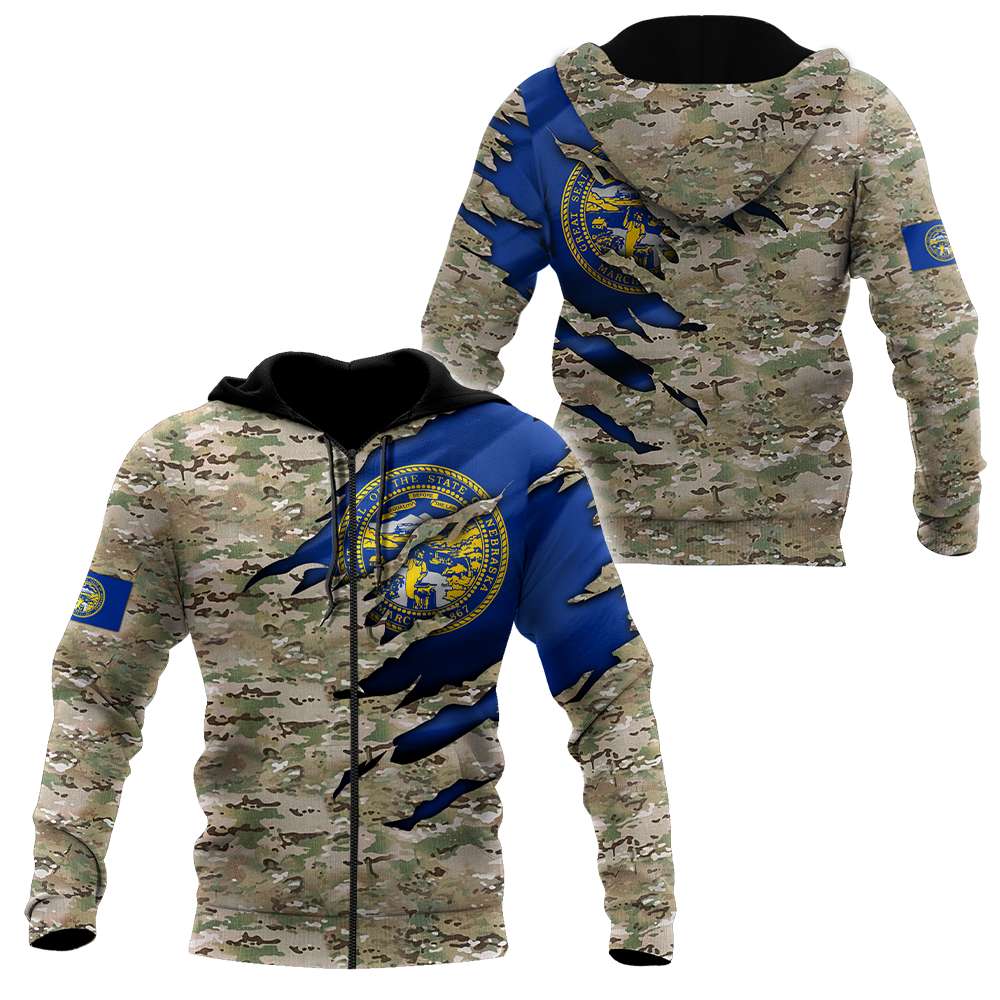 Camo Nebraska 3D All Over Printed Unisex Shirts