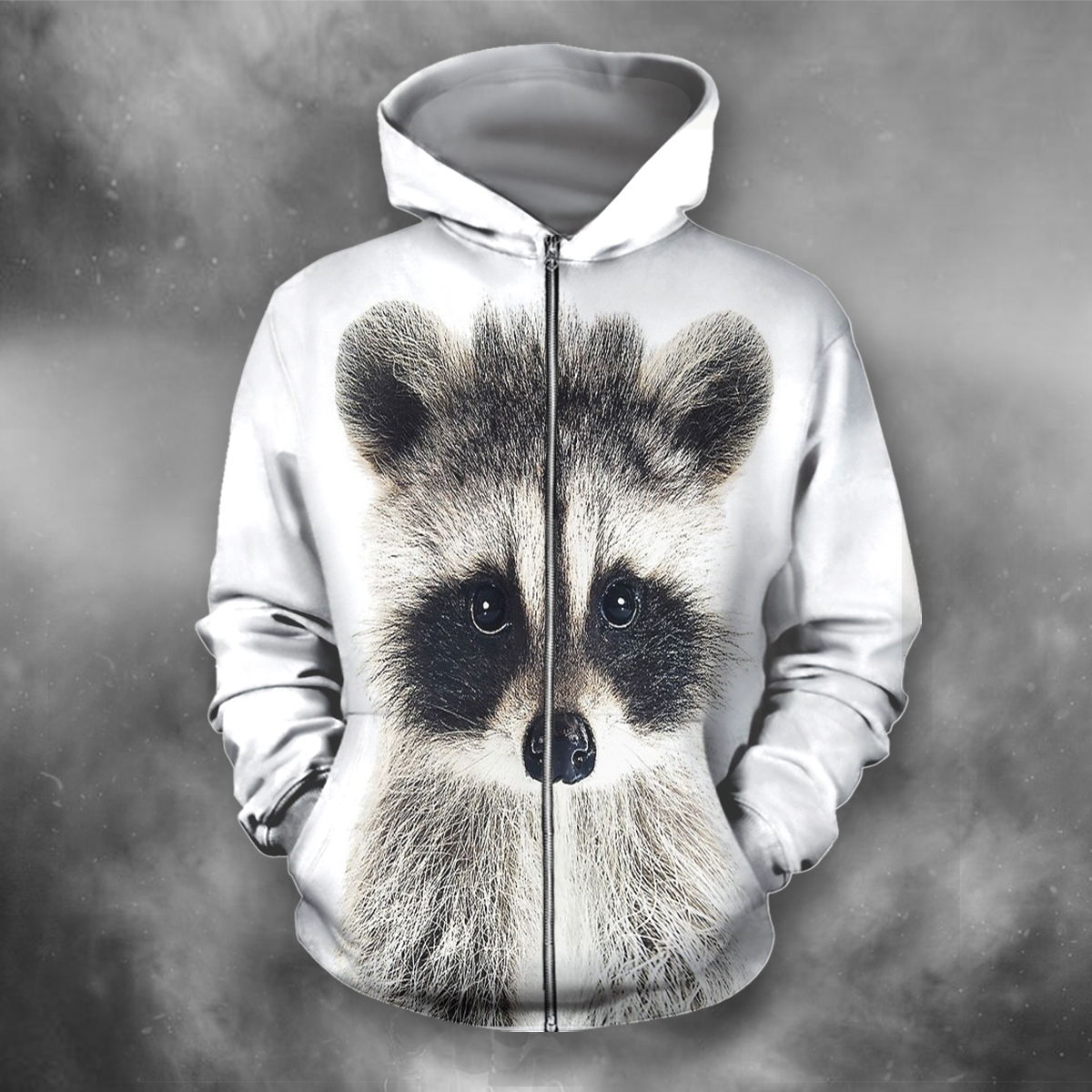 All Over Print Raccoon 02-Apparel-HbArts-Zipped Hoodie-S-Vibe Cosy™