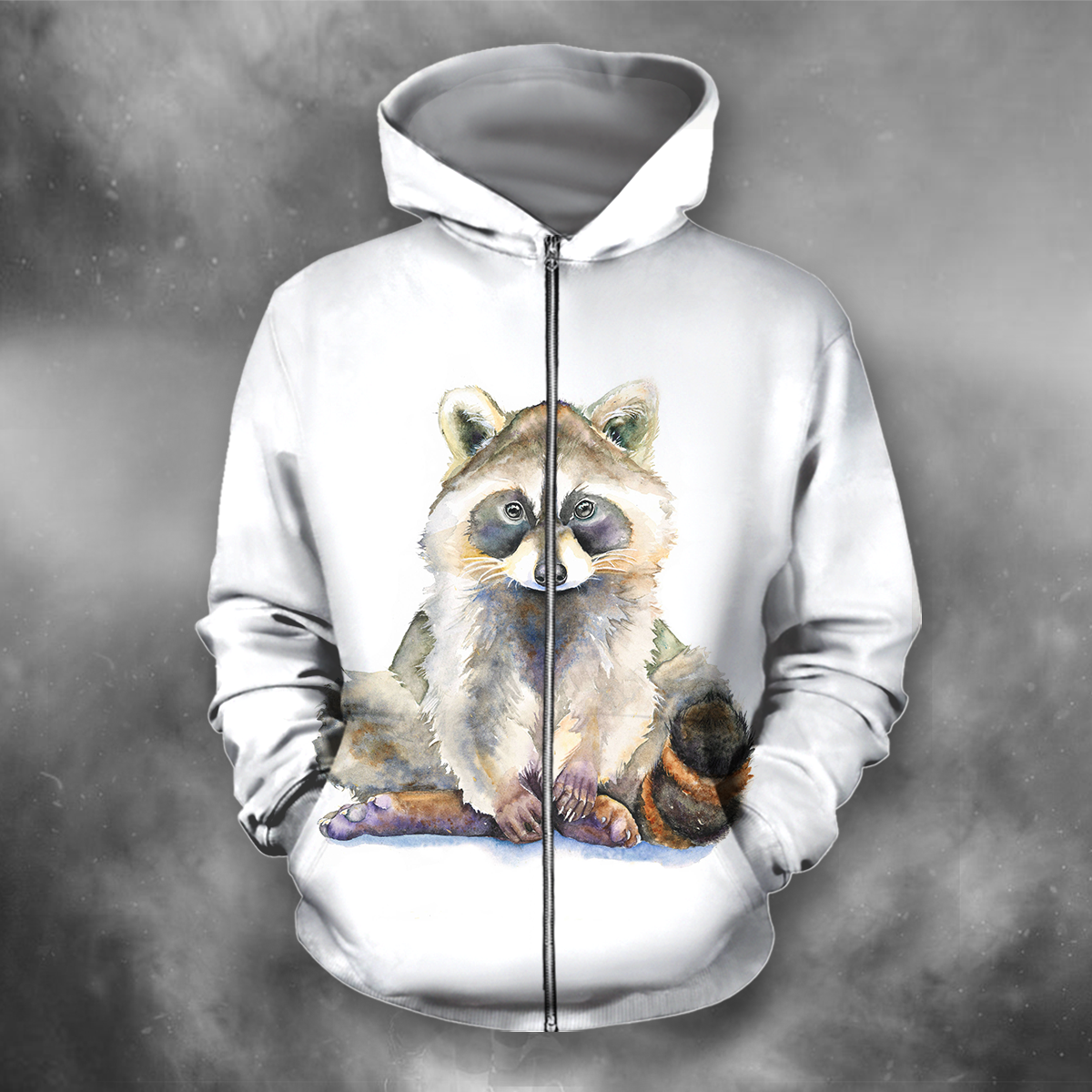 All Over Print Raccoon 04-Apparel-HbArts-Zipped Hoodie-S-Vibe Cosy™