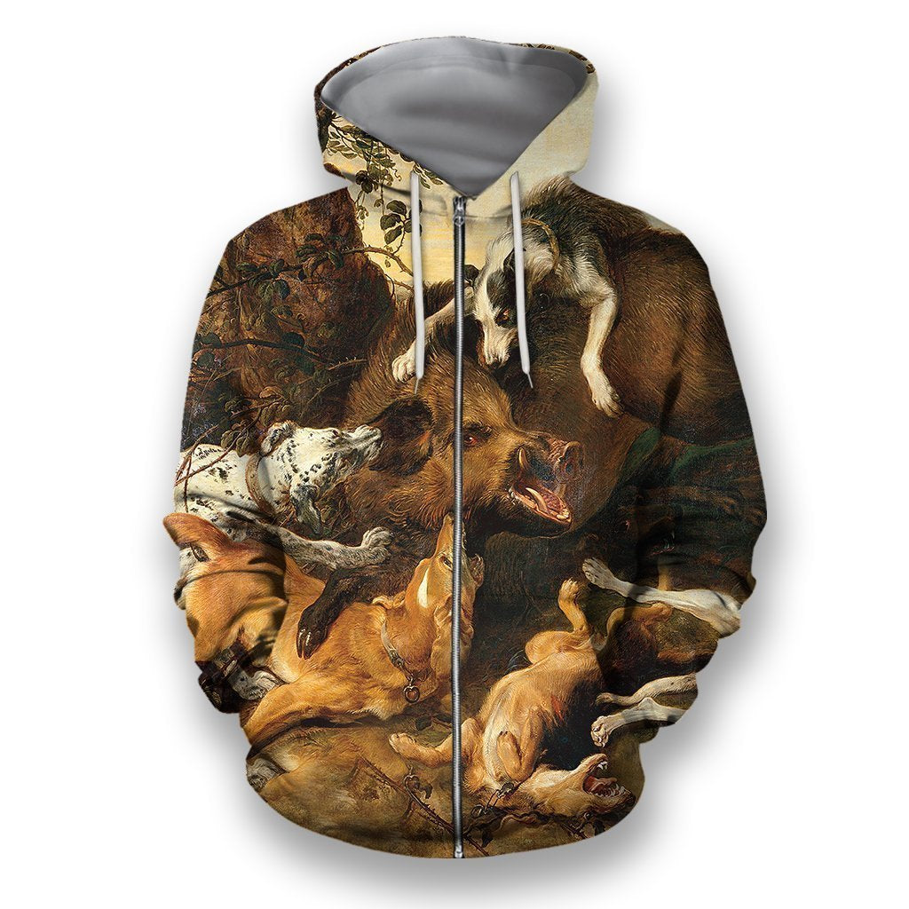 All Over Printed Wild Boar Hunting Shirts-Apparel-HbArts-Zipped Hoodie-S-Vibe Cosy™