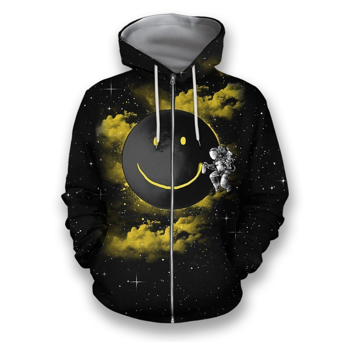3D all over print astronaut with the smile-Apparel-HbArts-Zip-Hoodie-S-Vibe Cosy™