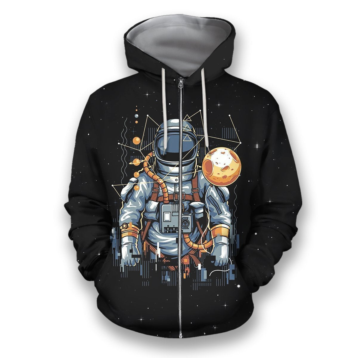 3D all over print astronaut machine outerspace-Apparel-HbArts-Zip-Hoodie-S-Vibe Cosy™