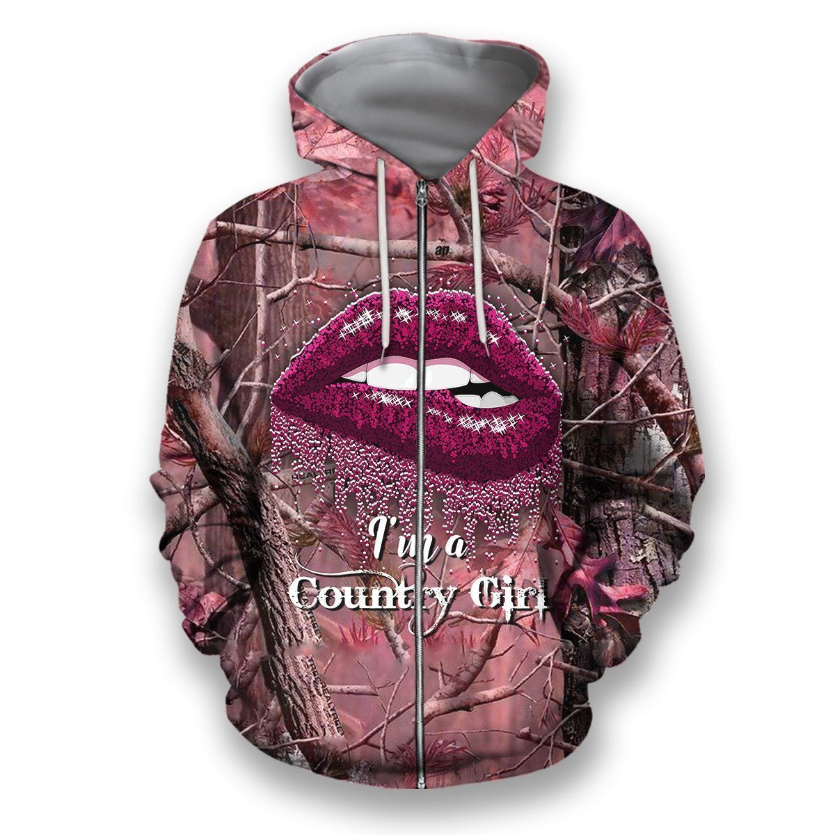 All Over Printed Camo Lips Shirts-Apparel-HbArts-Zip-Hoodie-S-Vibe Cosy™