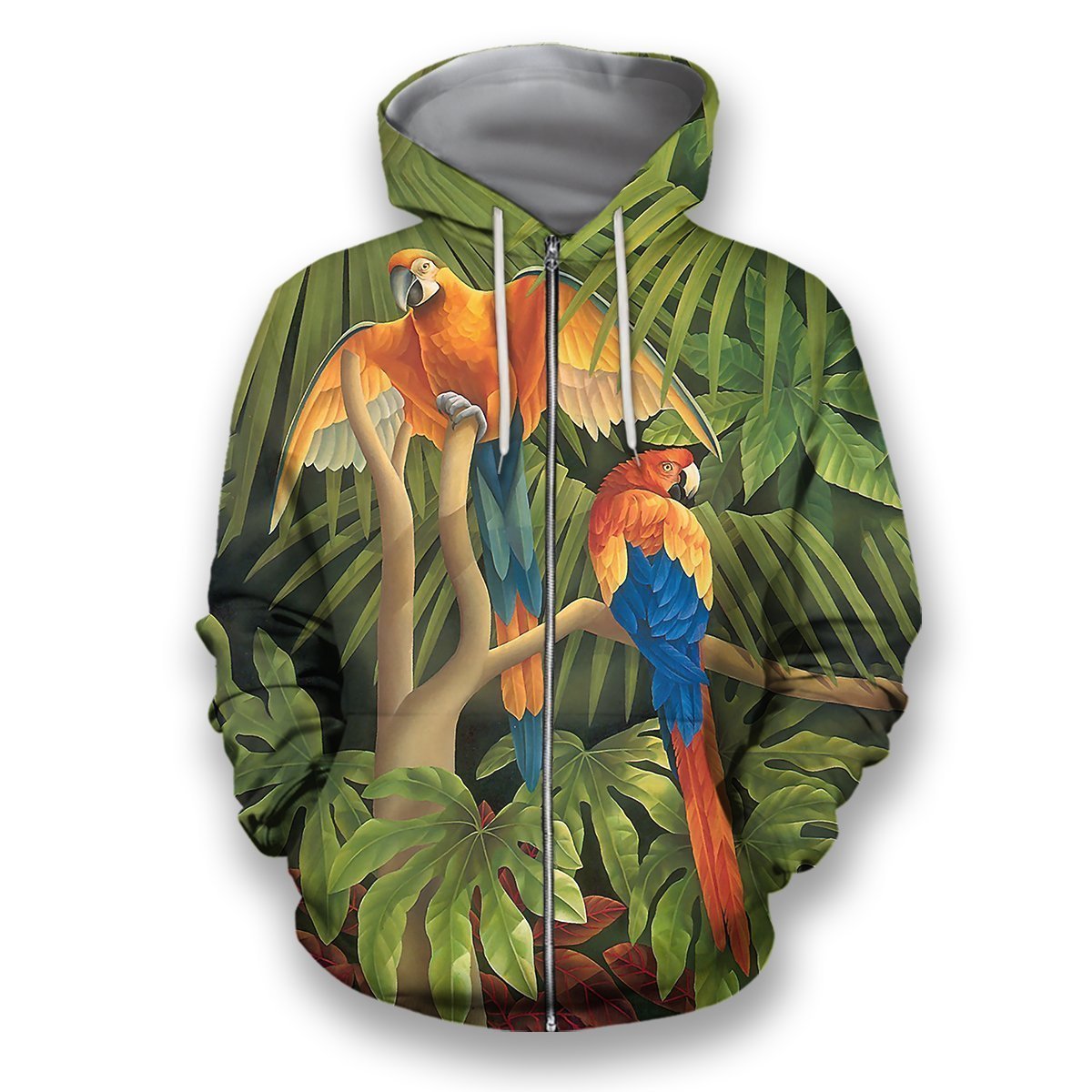 All Over Printed Parrots Shirts H252B-Apparel-HbArts-Zip-Hoodie-S-Vibe Cosy™