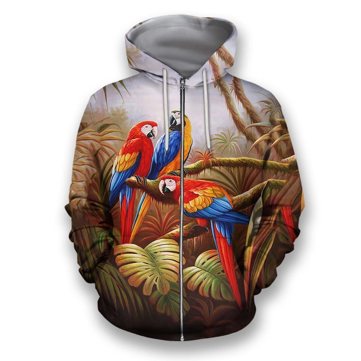 All Over Printed Parrots Shirts H404-Apparel-HbArts-Zip-Hoodie-S-Vibe Cosy™
