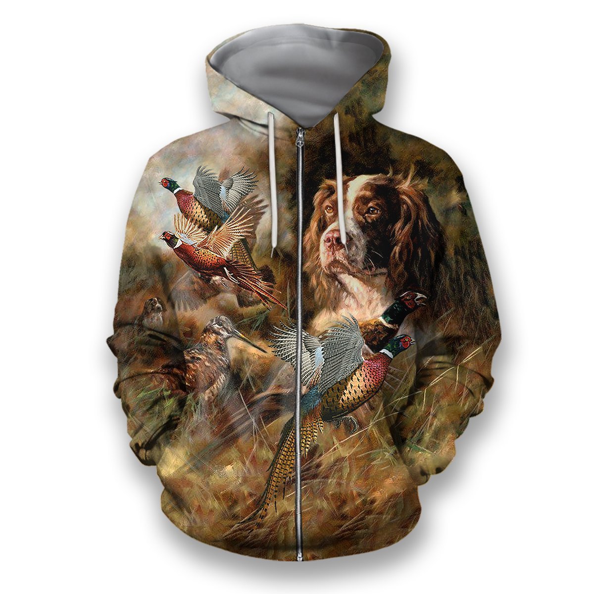 All Over Print Hunting Dog Shirts-Apparel-HbArts-Zipped Hoodie-S-Vibe Cosy™