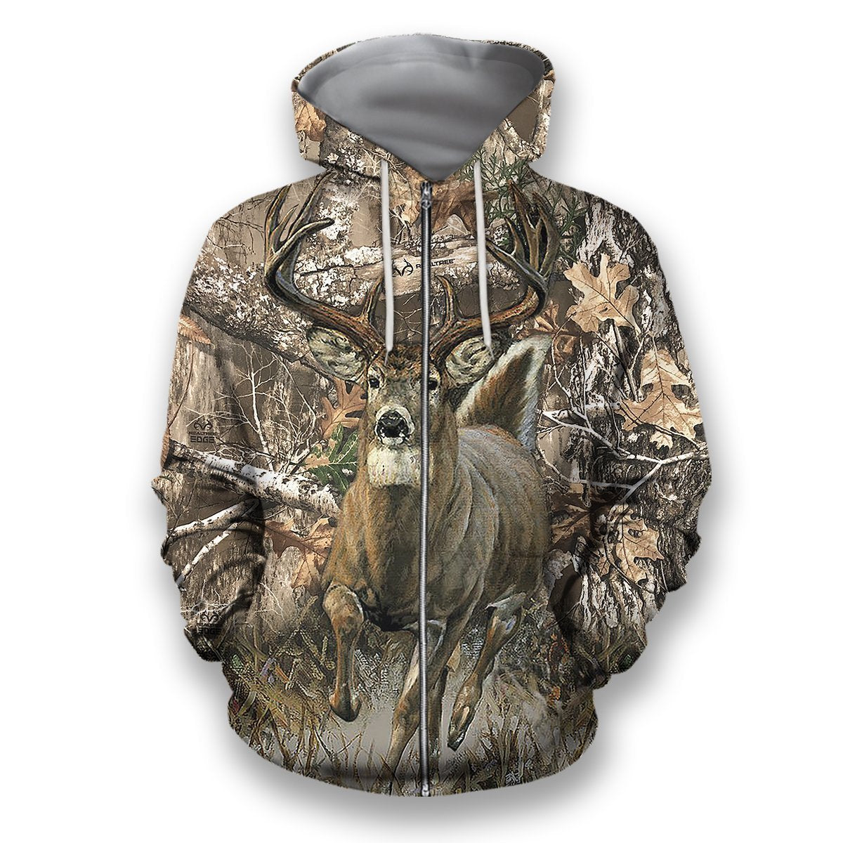 All Over Printed Whitetail Deer Camo Shirts-Apparel-HbArts-Zip-Hoodie-S-Vibe Cosy™