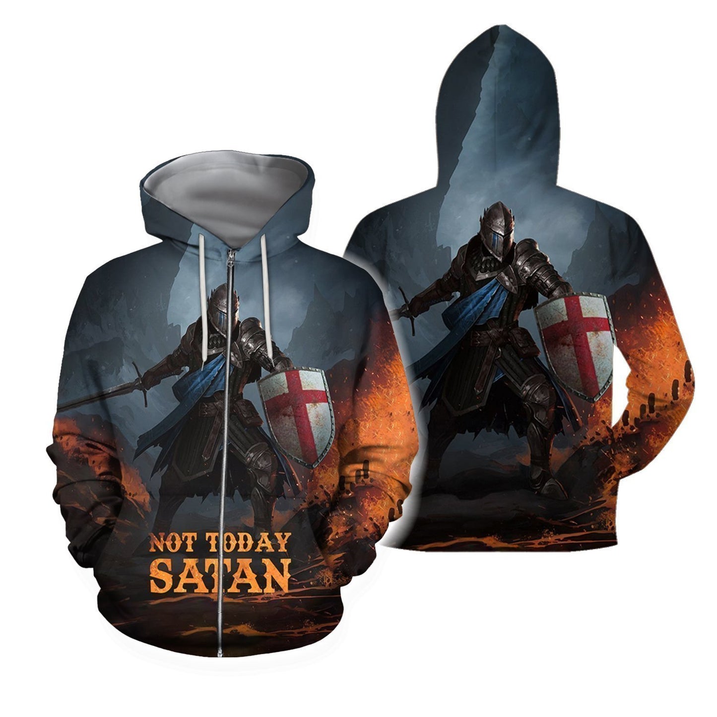3D All Over Printed Knight Templar-Apparel-HP Arts-ZIPPED HOODIE-S-Vibe Cosy™