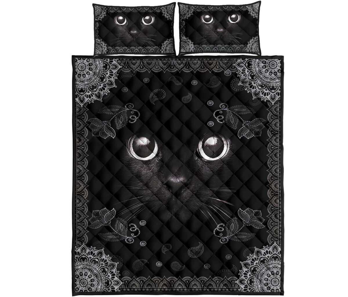 Black Cat Quilt Bedding Set by SUN SU050601-Quilt-SUN-King-Vibe Cosyโข