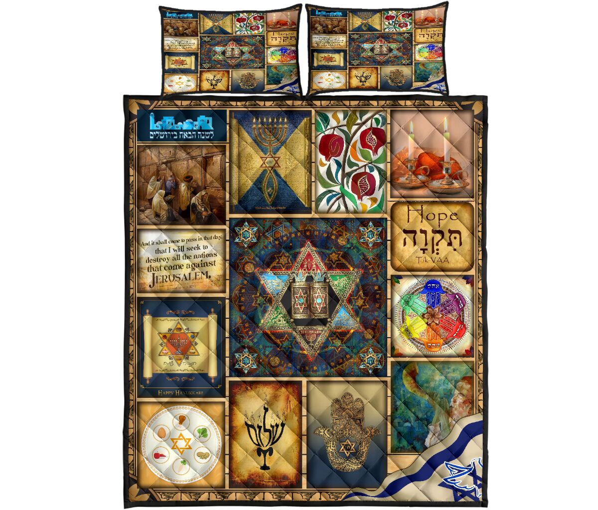 Jewish Star of David Quilt Bedding Set Pi081006S1-Quilt-MP-Twin-Vibe Cosyβ’