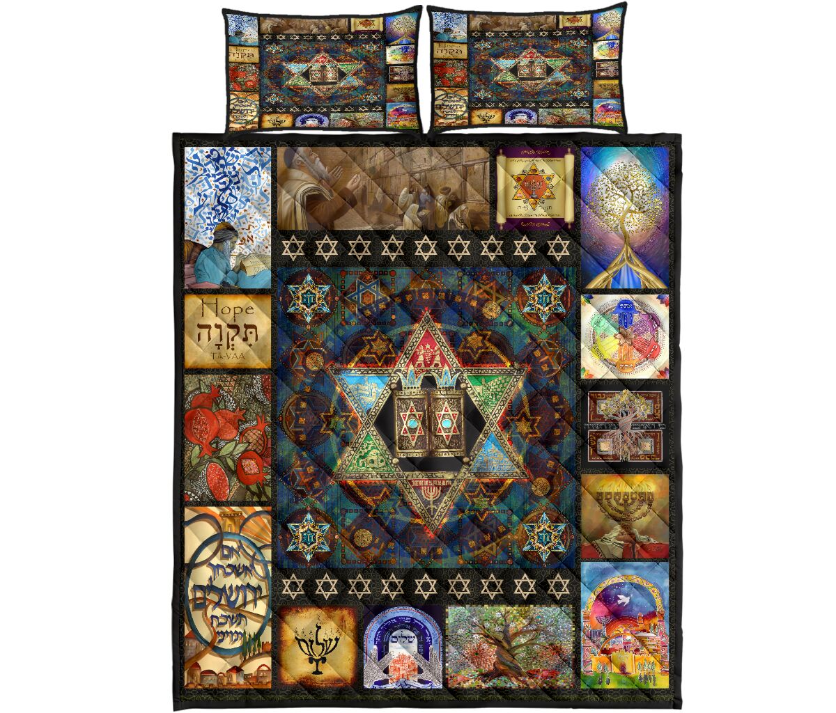 Jewish Star of David Quilt Bedding Set Pi081005S1-Quilt-MP-Twin-Vibe Cosyβ’