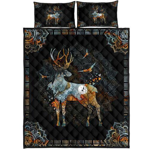VIntage Mandala Deer Quilt Bedding Set HAC270508-Quilt-MP-Twin-Vibe Cosyβ’