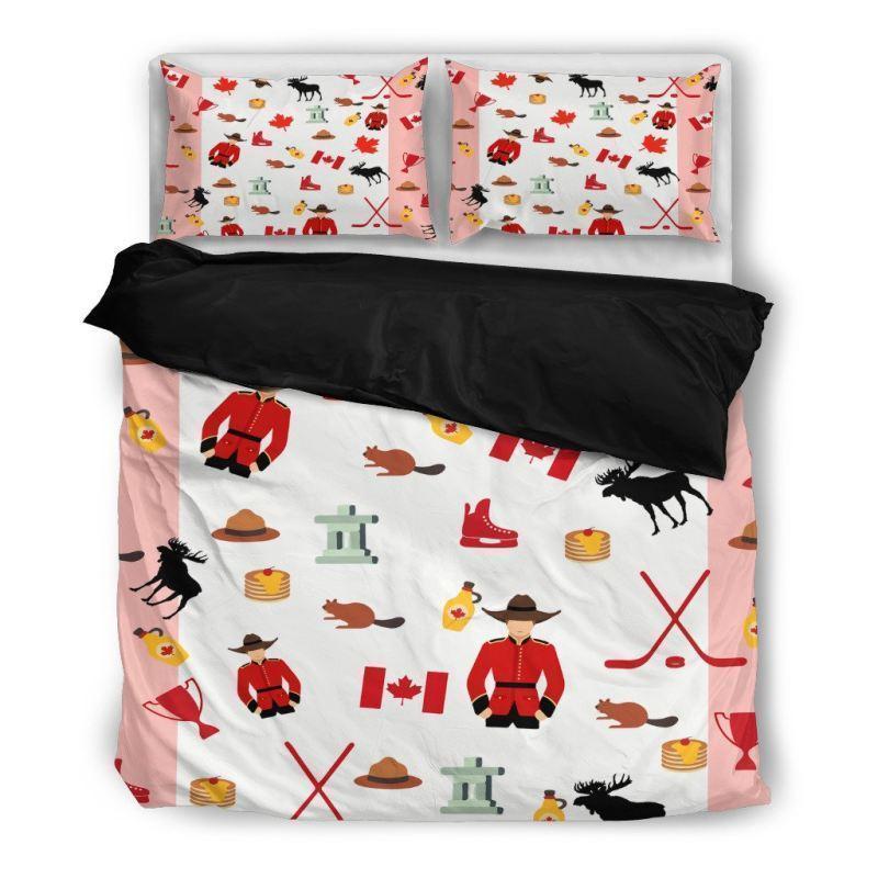 CANADA BEDDING SET BLACK 02 N3-BEDDING SETS-Khanh Arts-US Queen/Full-Vibe Cosy™