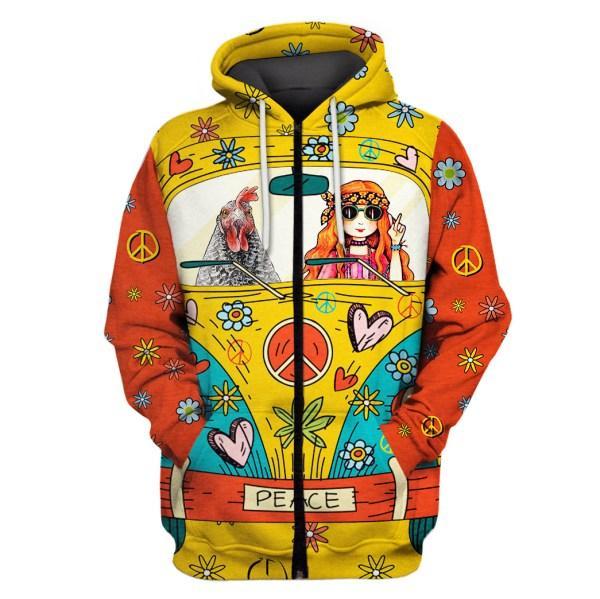 Hippie Chicken Collection HG2392-Apparel-HG-Zipped Hoodie-S-Vibe Cosy™