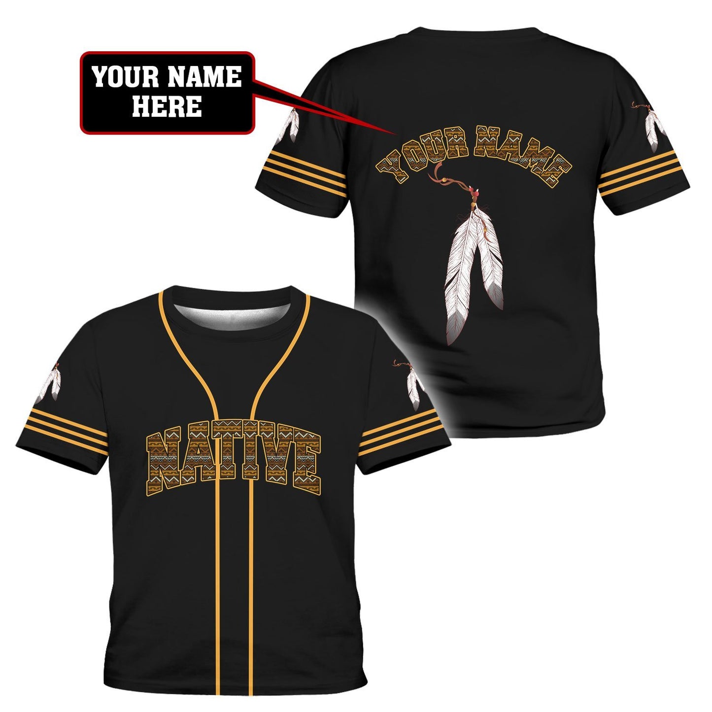 Custom Name Native American 3D All Over Printed Shirts For Kids