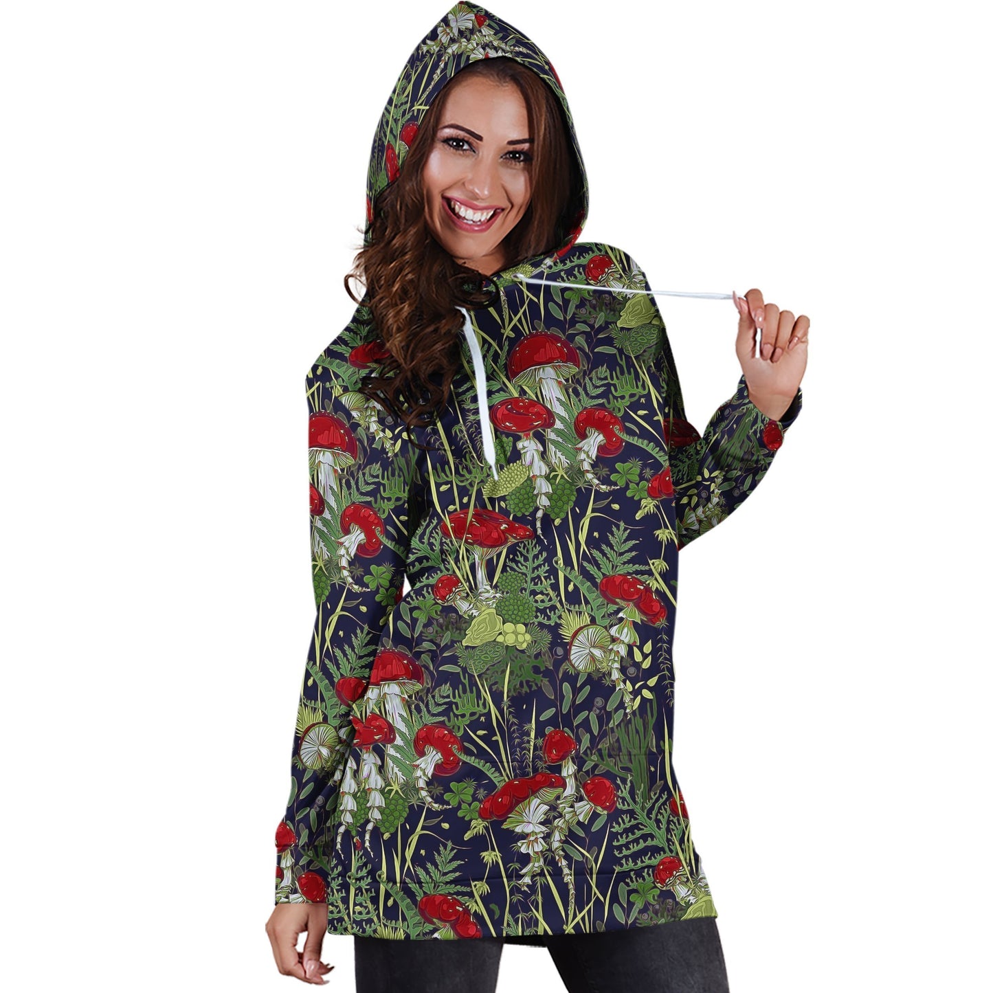 Button Mushrooms Hoodie Dress-Apparel-NTH-Hoodie Dress-S-Vibe Cosy™