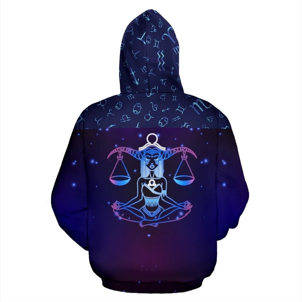Libra Zodiac All Over Hoodie NTH140827-Apparel-NTH-Hoodie-S-Vibe Cosy™