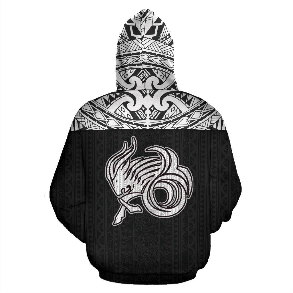 Capricorn Zodiac - Poly All Over Hoodie Black Version NTH140822-Apparel-NTH-Hoodie-S-Vibe Cosy™