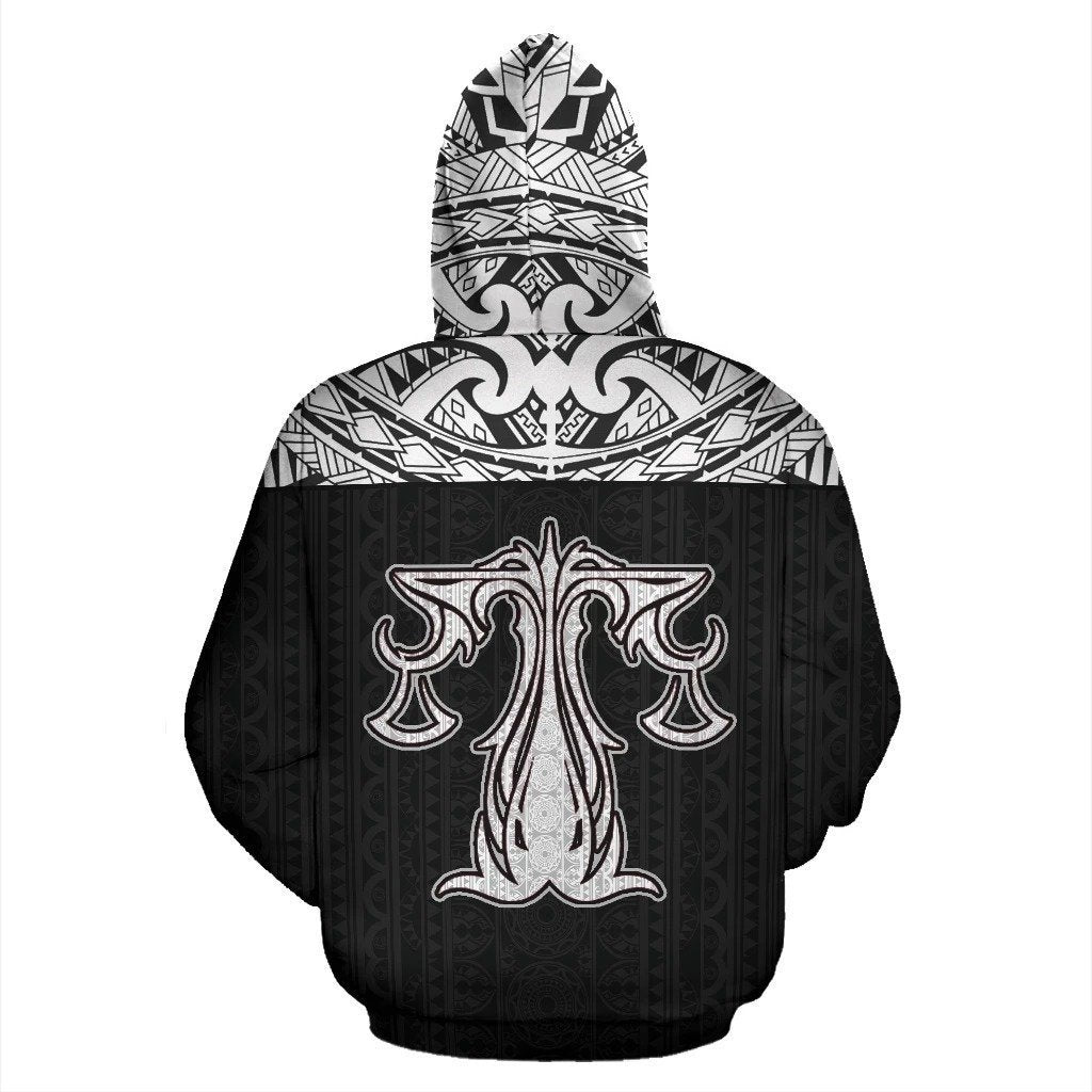 Libra Zodiac - Poly All Over Hoodie Black Version NTH140838-Apparel-NTH-Hoodie-S-Vibe Cosy™