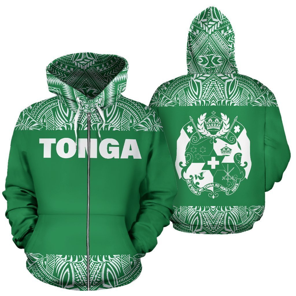 Tonga All Over Hoodie - Polynesian Green And White - BN09-Apparel-Phaethon-Zip-S-Vibe Cosy™