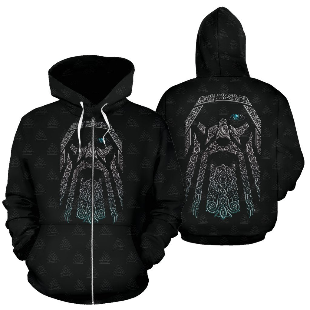 Odin (Wutan) - Viking Valhalla Zip-Up Hoodie A7-ALL OVER PRINT ZIP HOODIES (P)-HP Arts-Zip-Up Hoodie-S-Black-Vibe Cosy™
