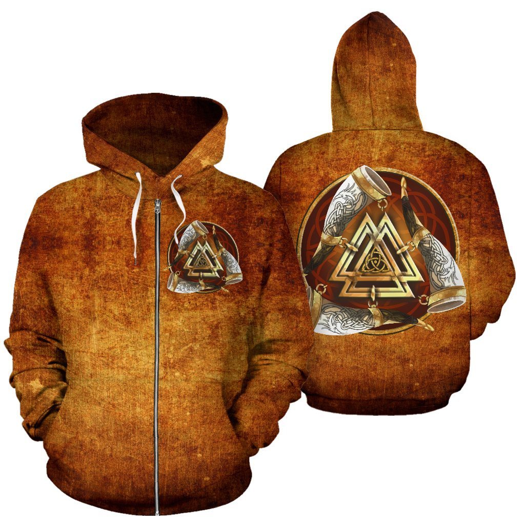 Viking Vintage All Over Zip-Up Hoodie - BN01-ALL OVER PRINT ZIP HOODIES (P)-HP Arts-Zip-Up Hoodie-S-Vibe Cosy™
