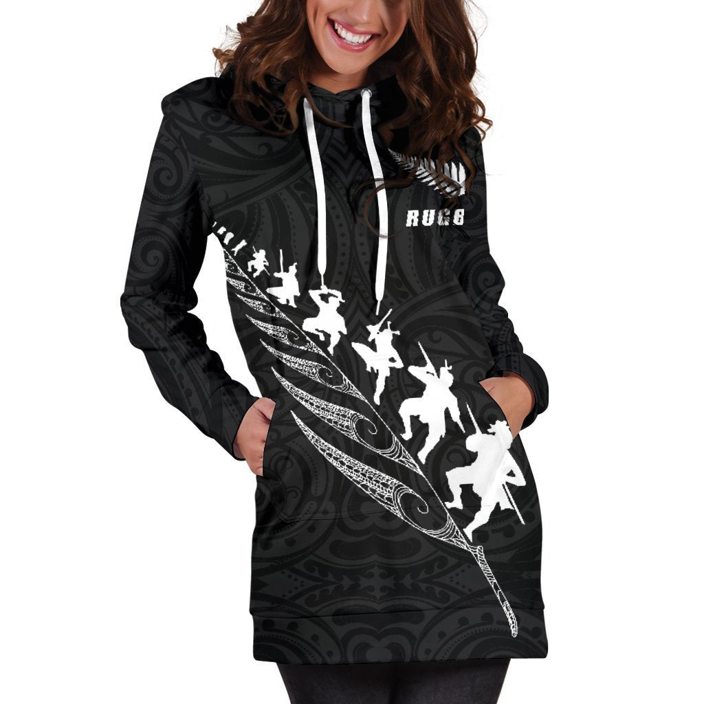 Rugby Haka Fern Hoodie Dress K24-Apparel-HD09-Hoodie Dress-S-Vibe Cosyβ’
