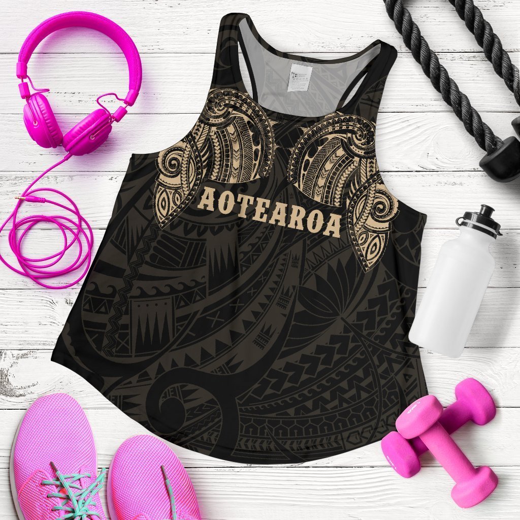 Aotearoa Maori Tattoo Women's Racerback Tank Golden K4-WOMENS RACERBACK TANK-HD09-Racerback Tank Top - .-XS-Vibe Cosy™