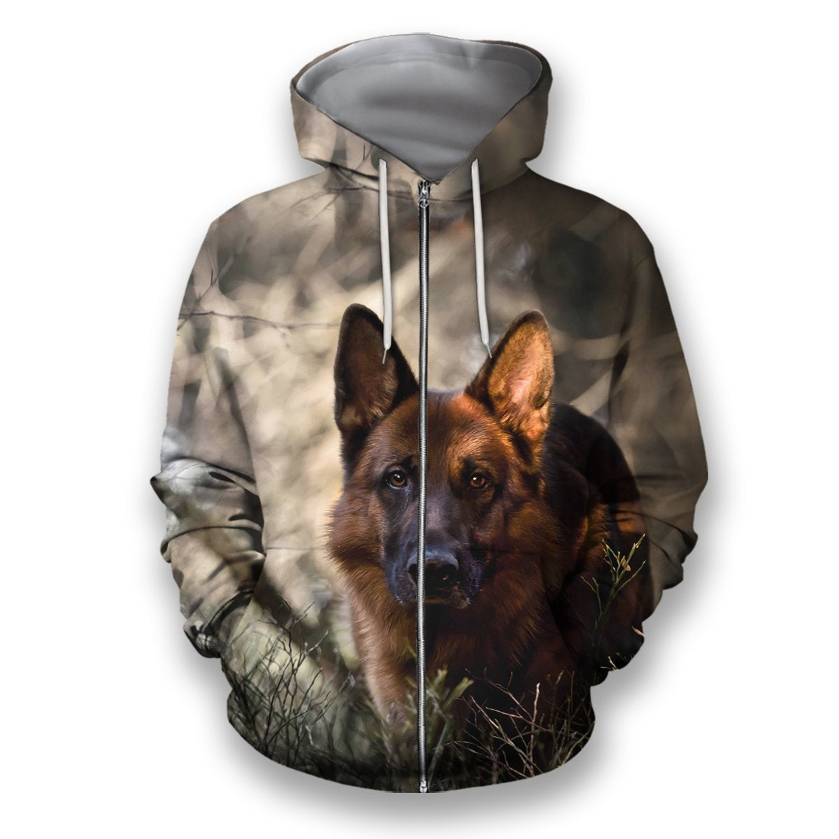 All Over Print German Shepherd-Apparel-HbArts-Zipped Hoodie-S-Vibe Cosy™