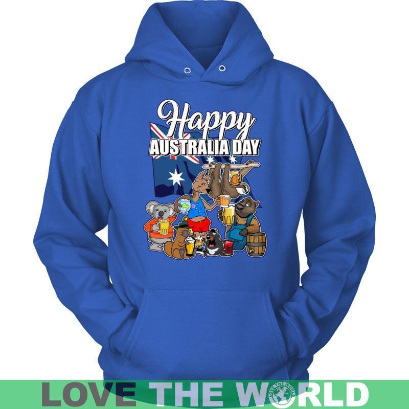 HAPPY AUSTRALIA DAY T-SHIRT H5-T-SHIRTS-HP Arts-Unisex Hoodie-Royal Blue-S-Vibe Cosy™