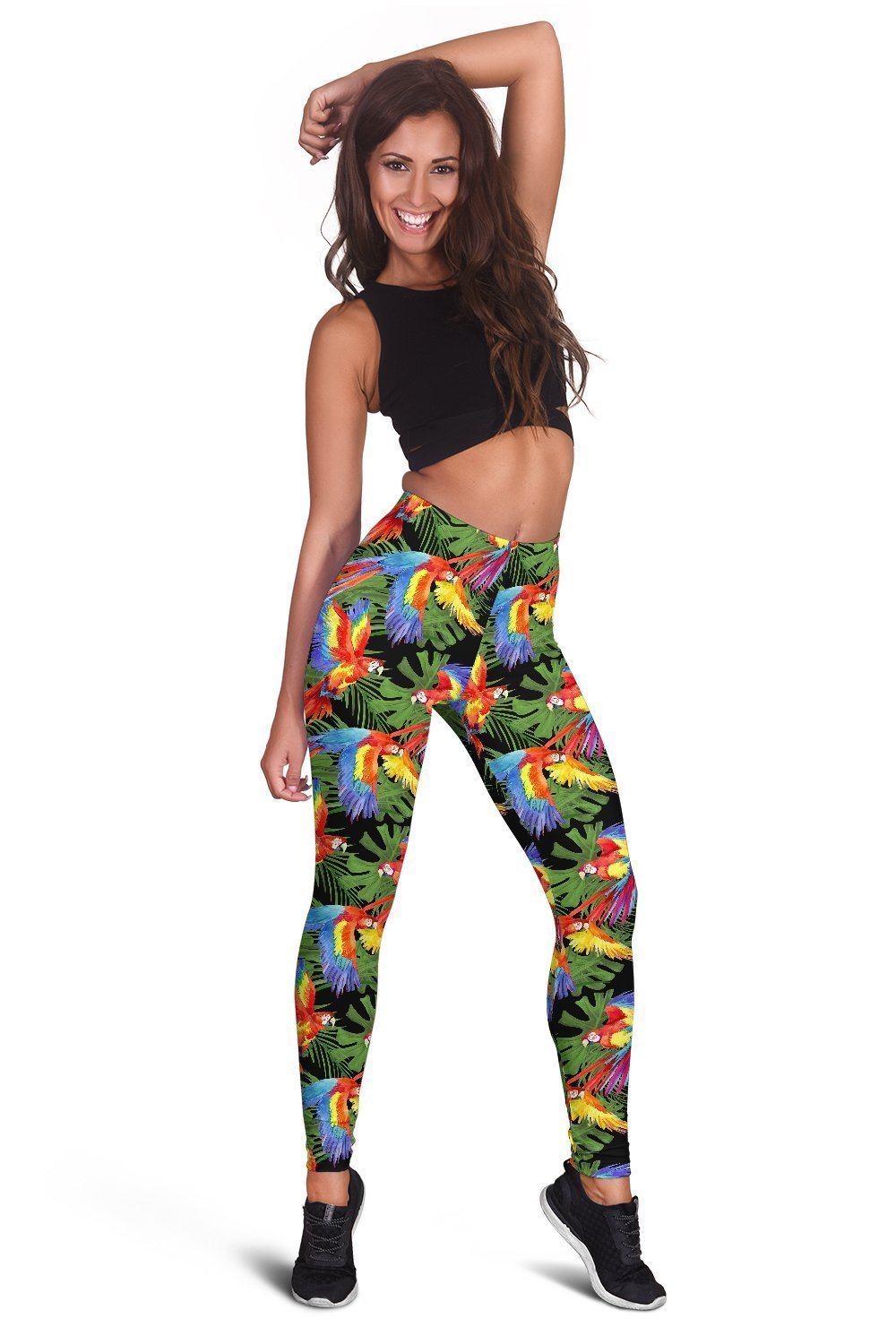 All Over Printing Scarlet Macaw Parrot Hoodie Dress-Apparel-Phaethon-Legging-XS-Vibe Cosy™