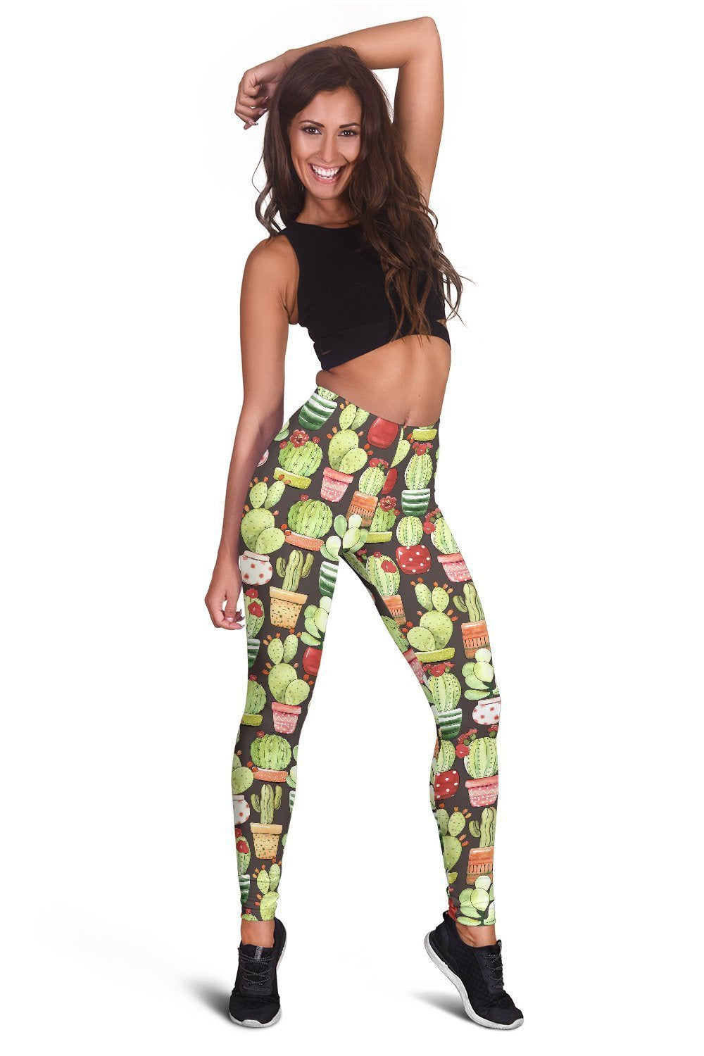 All Over Printing Cactus Pots Hoodie Dress-Apparel-HbArts-Hoodie Dress-S-Vibe Cosy™