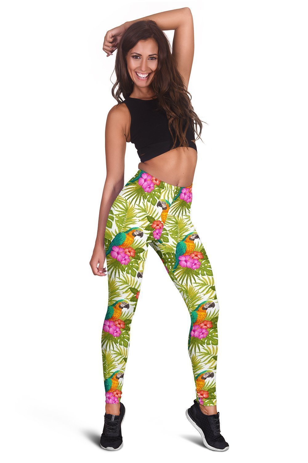 Catalina Macaw Parrot and Flower Hoodie Dress-Apparel-NTH-Legging-XS-Vibe Cosy™