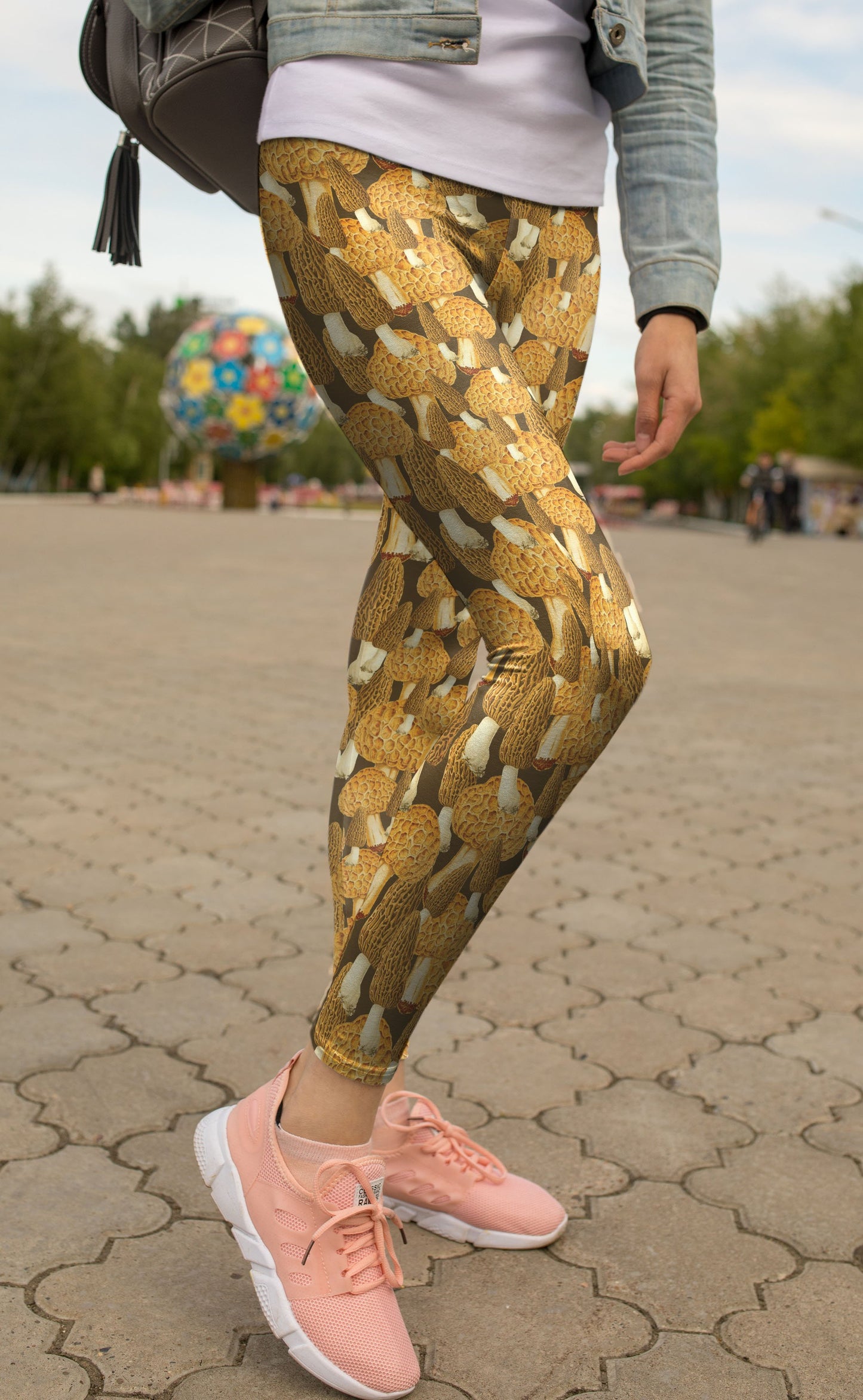 Mushroom Morels Yellow Leggings-Apparel-NTH-Legging-S-Vibe Cosy™